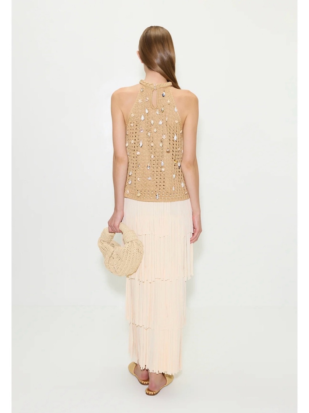 Simon Miller Tan Crochet Shell-Embellished Halter Tank - Picture 5 of 11